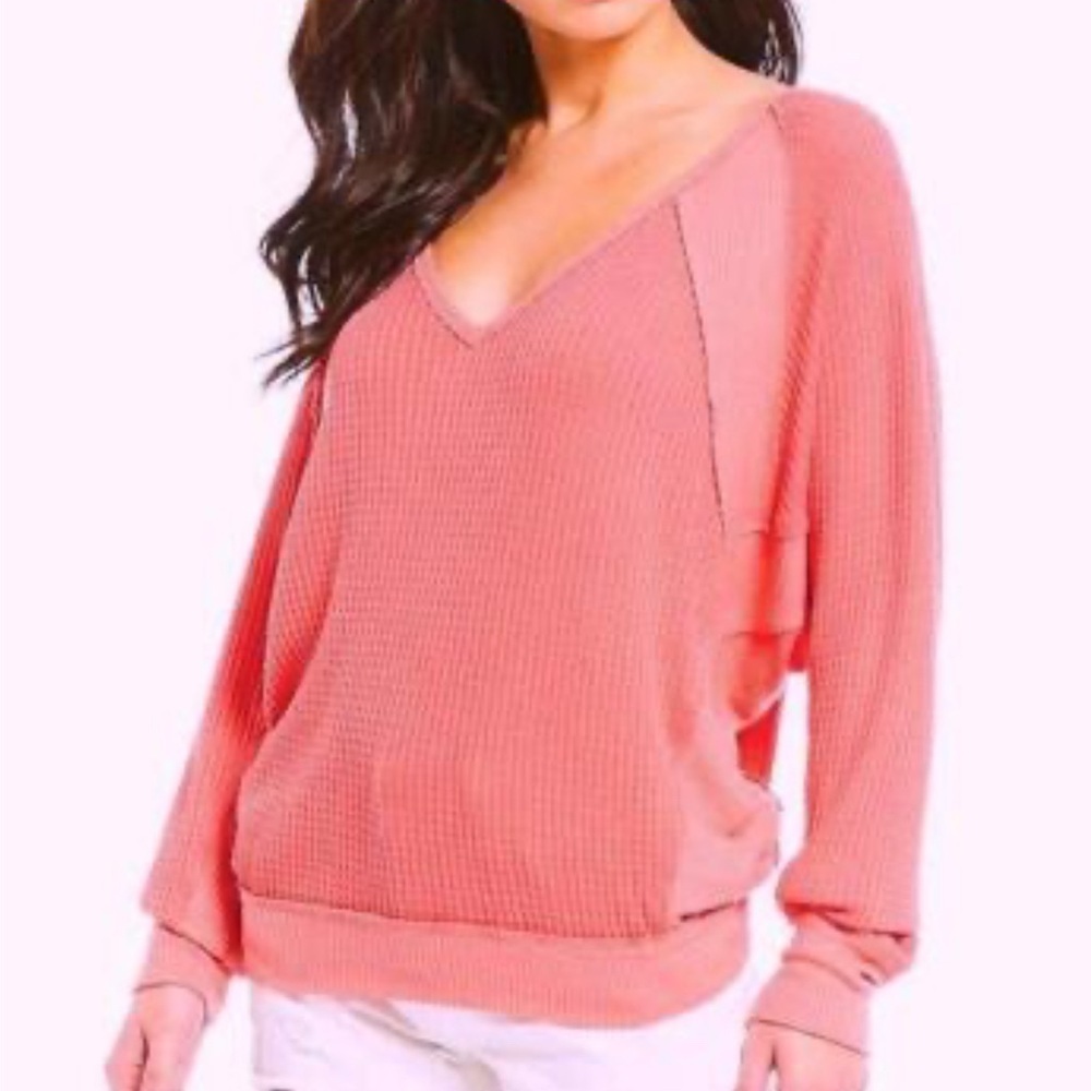 Free People We The Free Santa Clara Coral Oversized Thermal Top XS
